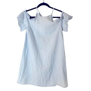 Lily Rose Women’s Dress Small Cold Shoulder Shift A-Line Chambray Blue Beach